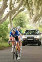 Picture by Cycling Ulster. Matthew drives the early break.